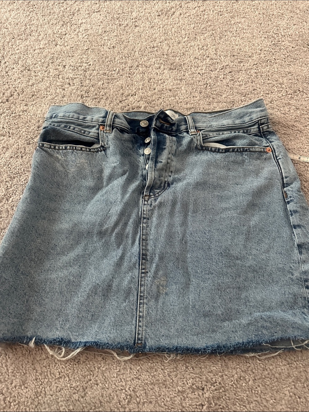 Mango Light Blue Denim Mini Skirt with Button-Front